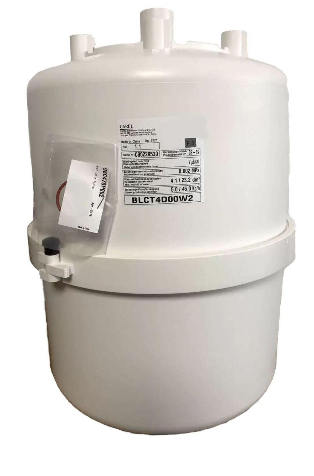 ЦИЛИНДР РАЗБОРНЫЙ ДЛЯ УВЛАЖНИТЕЛЯ CAREL,  CLEANABLE 25-45 KG/H CYLINDER, TYPE D (1 OUTLET Ø= 40 MM)