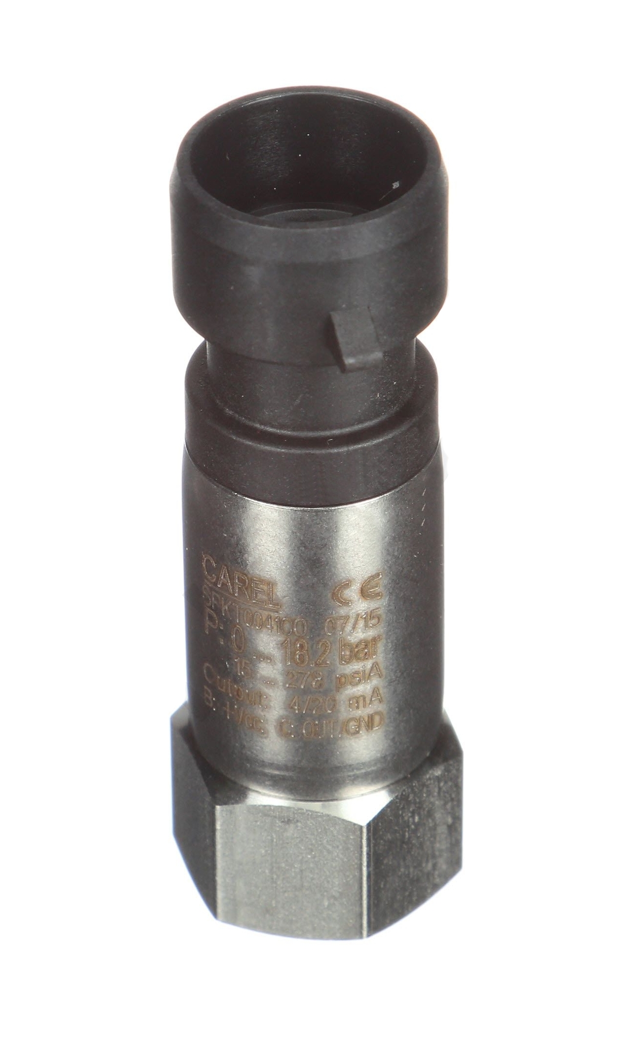 ДАТЧИК ДАВЛЕНИЯ CAREL PRESS. TRASD. Output: 4-20 mA, Press. range: 0...18,2 BAR, Power supp. 8-28 VDC, Sealed gage, Packard, Female, 7/16"-20UNF, IP67, SPKT0041C0
