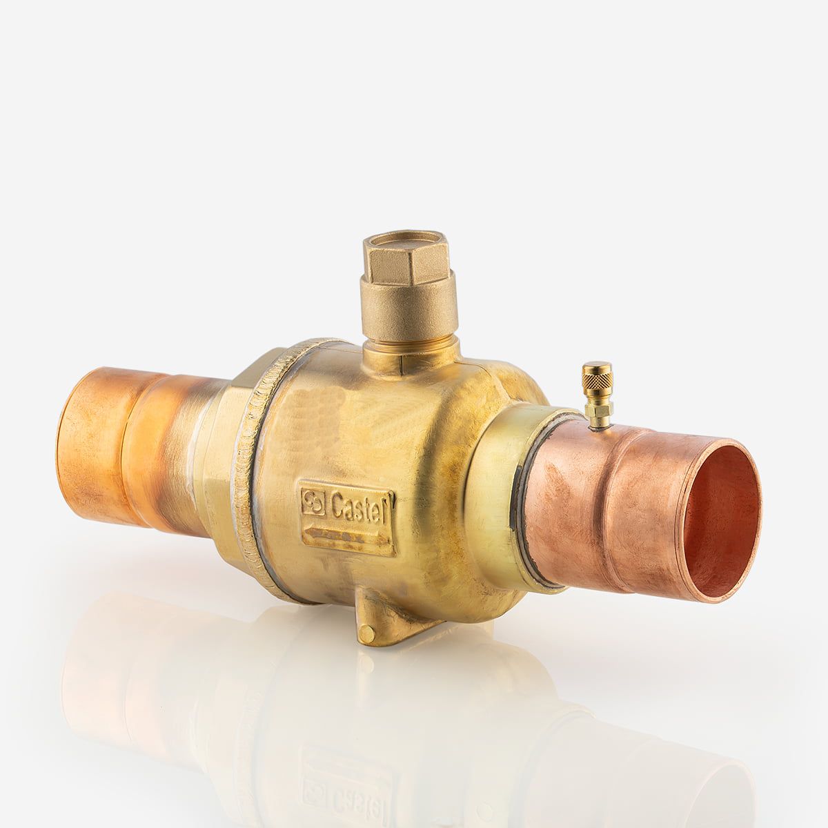 ШАРОВОЙ ВЕНТИЛЬ С СЕРВИСНЫМ ШТУЦЕРОМ CASTEL, 2.5/8" (67mm) ODS, Kv=380 м3/час, 6570/21A
