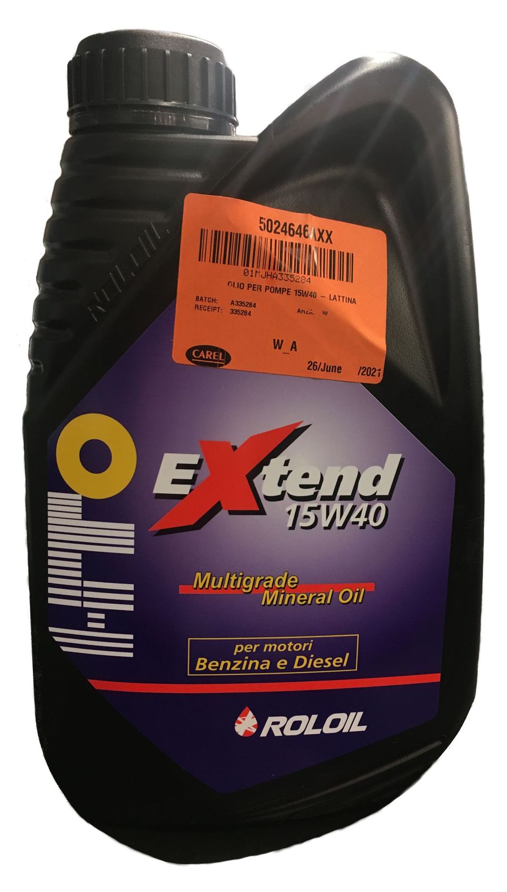 МАСЛО ДЛЯ НАСОСА CAREL OLIO PER POMPE 15W40 - LATTINA 1 L.