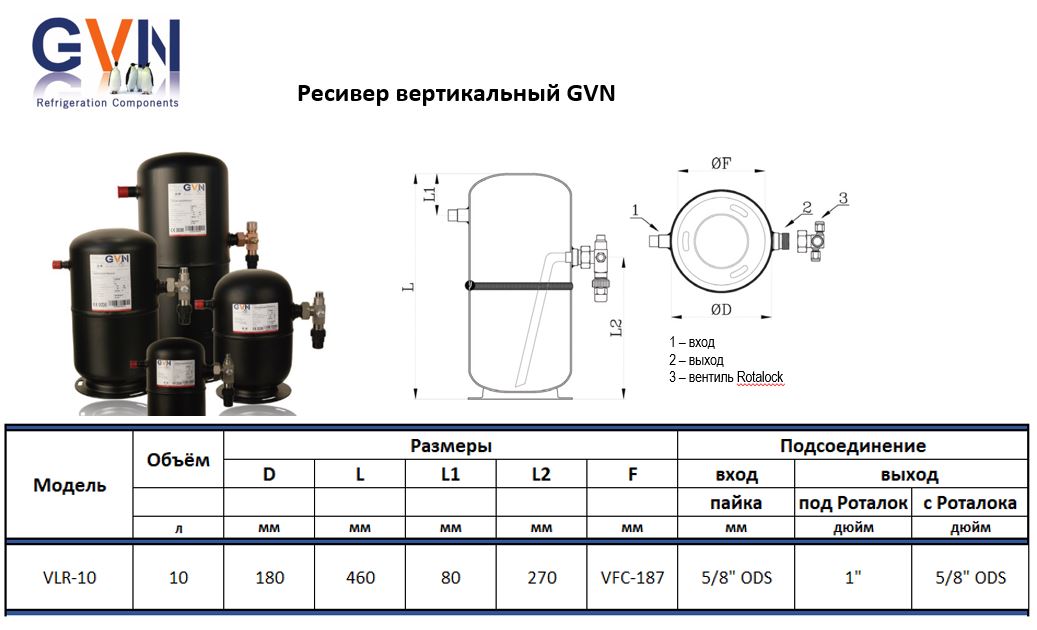 Ресивер вертикальный (10 л) VLR-10 GVN