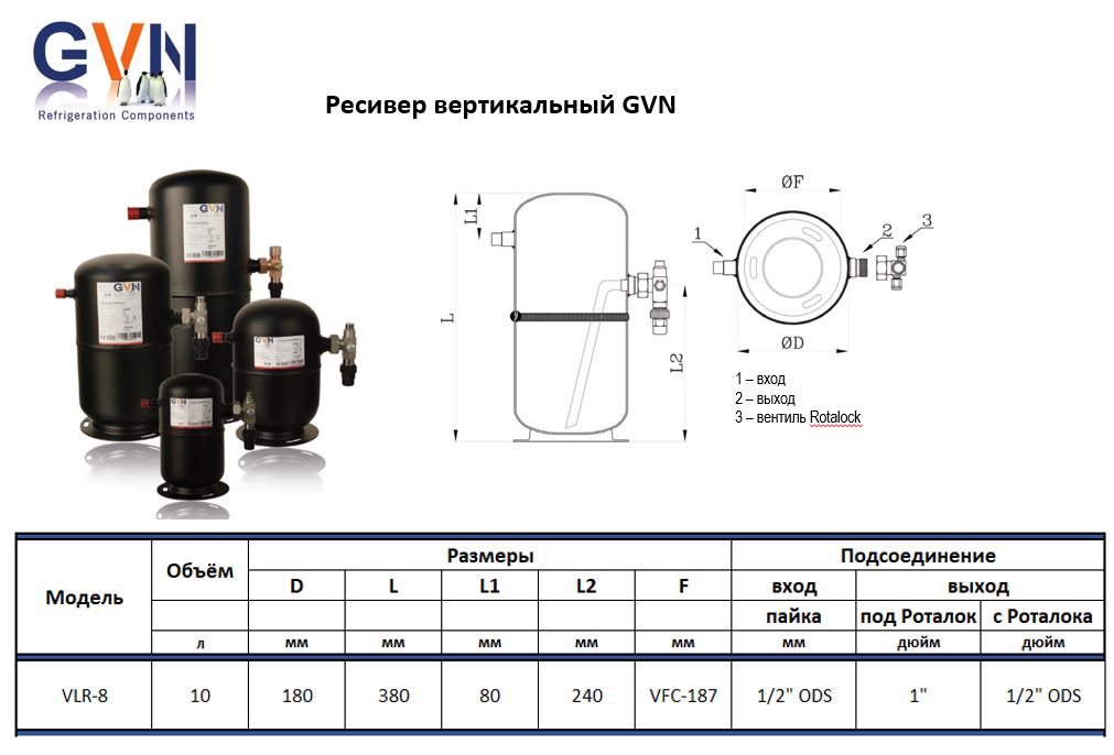 Ресивер вертикальный (8 л) VLR-08 GVN