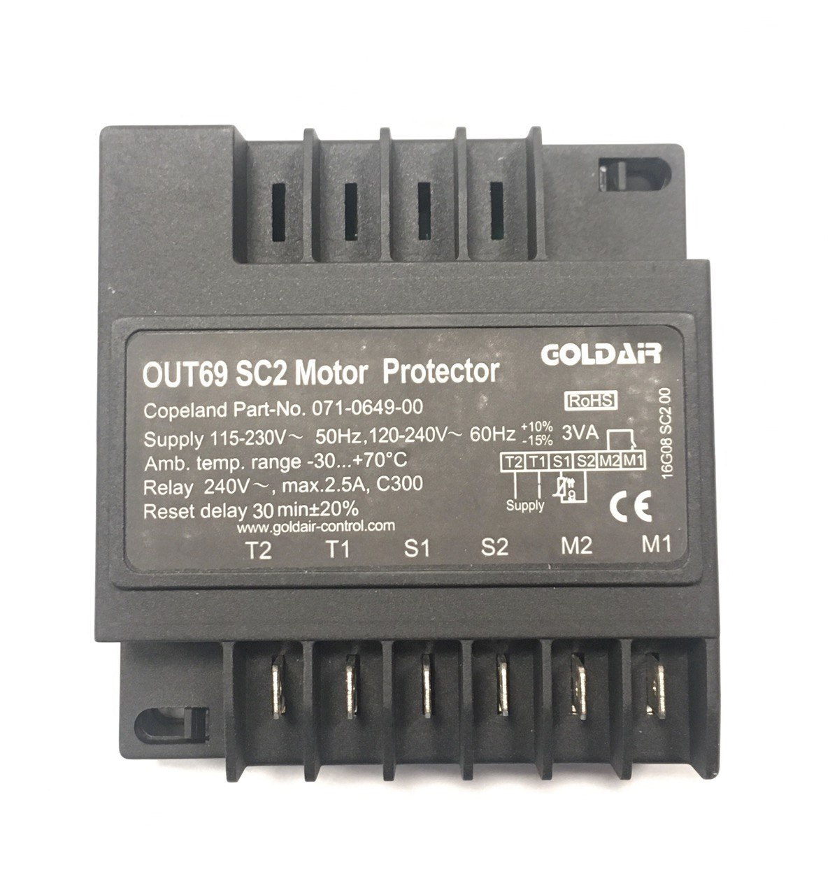 Прибор защиты электродвигателя GOLD OUT69 SC2 Motor Protector (Copeland 071-0649-00, KRIWAN INT69SC2)