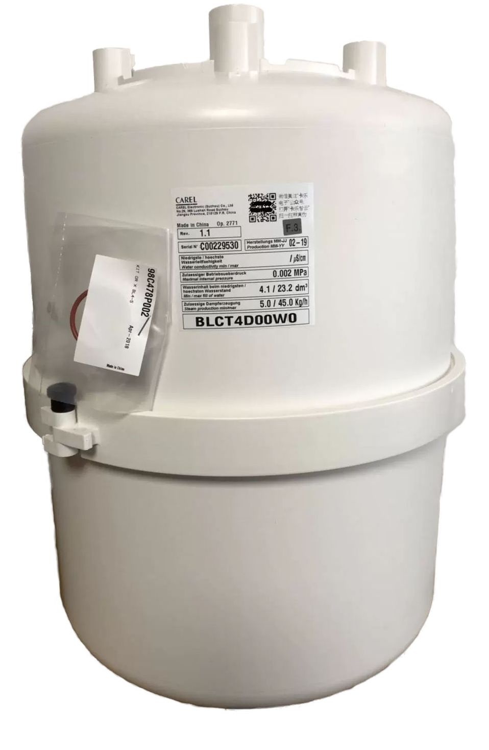 ЦИЛИНДР РАЗБОРНЫЙ ДЛЯ УВЛАЖНИТЕЛЯ CAREL, CLEANABLE 25-45 KG/H CYLINDER, TYPE C (1 OUTLET Ø= 40 MM)