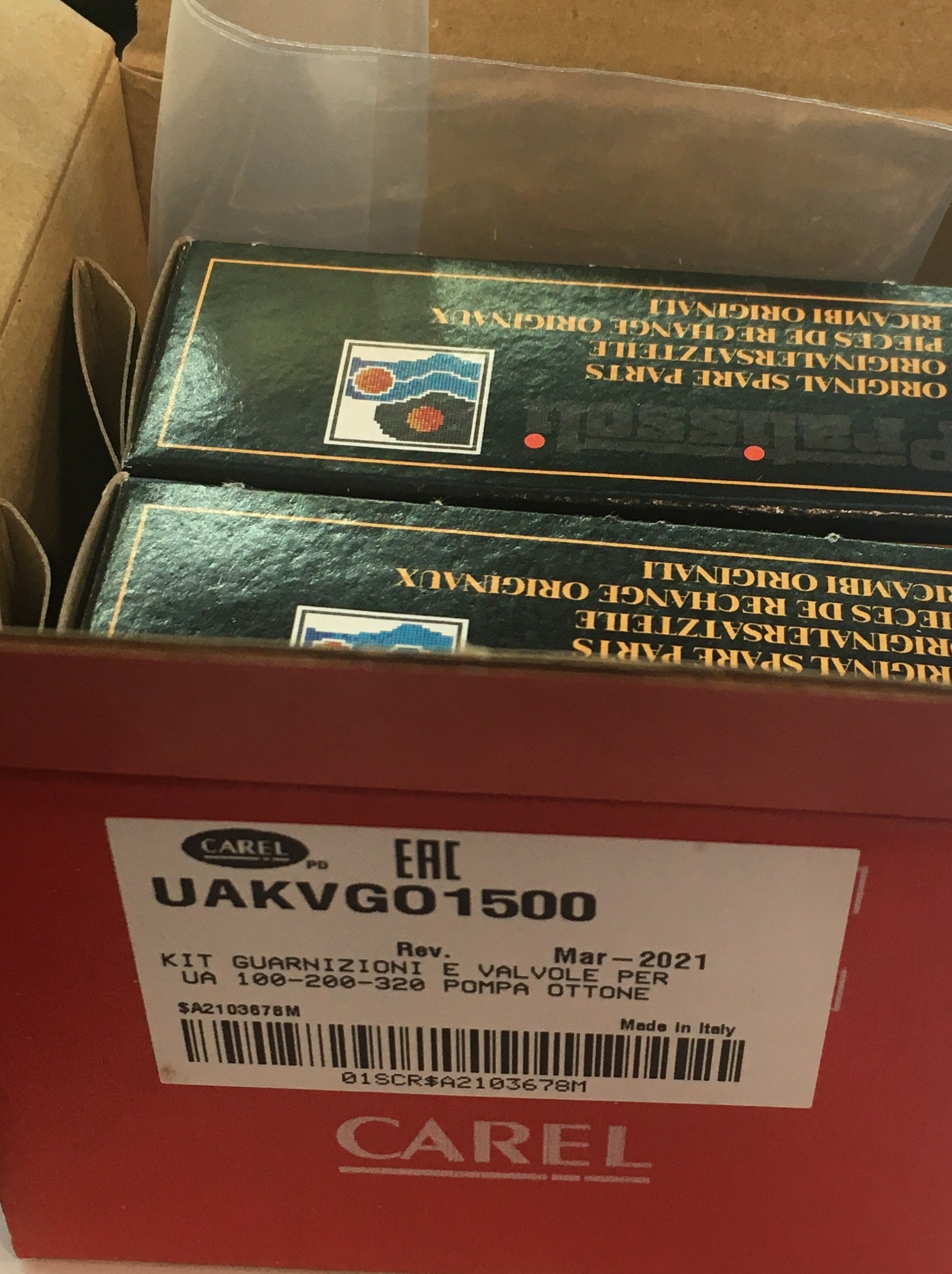 КОМПЛЕКТ ПРОКЛАДОК И КЛАПАНОВ CAREL,  KIT SEALS AND VALVES FOR UA 100-200-320 BRASS PUMP