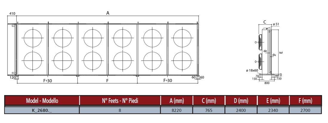 Конденсатор Thermokey серии «H» 901 кВт, R404a, ∆T=15 K, EN 327 6х2х800 мм, KH 2680.CD H