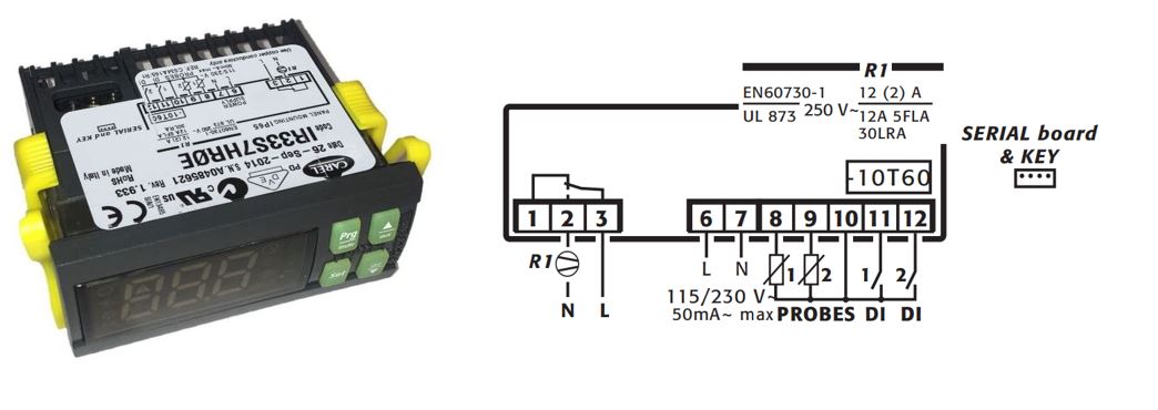 КОНТРОЛЛЕР CAREL IR33 SMART 16A 115/230VAC 2NTC/PTC 2DI IR MORS.VITE INGLESE