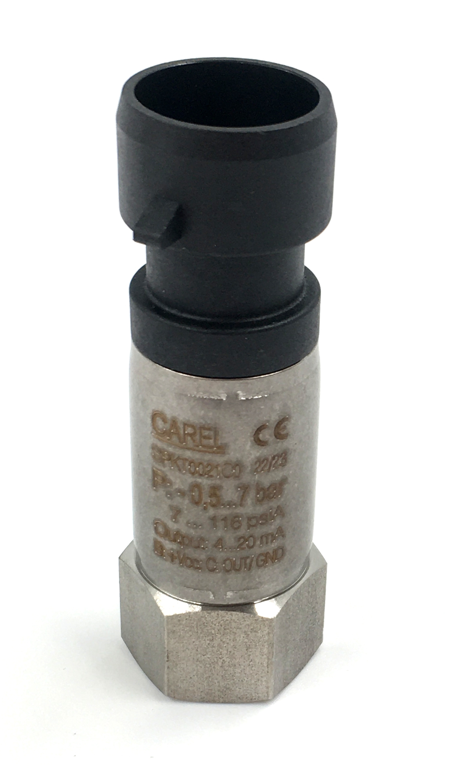 ДАТЧИК ДАВЛЕНИЯ CAREL PRESS. TRASD. Output: 4-20 mA, Press. range: -0,5...7 BAR, Power supp. 8-28 VDC, Sealed gage, Packard, Female, 7/16"-20UNF, IP67, SPKT0021C0