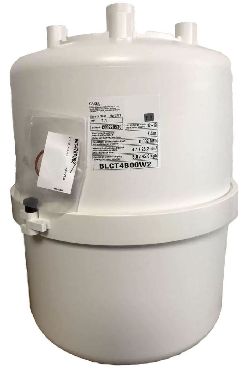 ЦИЛИНДР РАЗБОРНЫЙ ДЛЯ УВЛАЖНИТЕЛЯ CAREL,  CLEANABLE 25-45 KG/H CYLINDER, TYPE B (1 OUTLET Ø= 40 MM)