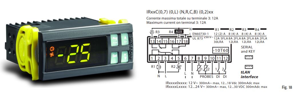 КОНТРОЛЛЕР CAREL IR33 16A 8A 8A 8A 12VAC BUZ 2NTC 2DI MORS.VITE