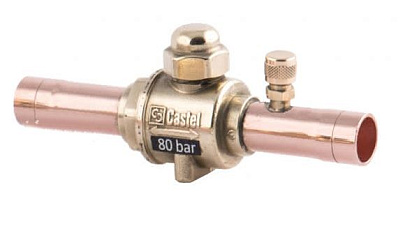 ШАРОВОЙ ВЕНТИЛЬ CASTEL С СЕРВИСНЫМ ШТУЦЕРОМ CO2 Ball Valve-PS 80 bar-3/8" ODS, 6570E/3A