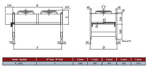 Конденсатор Thermokey серии «H» 52.3 кВт, R404a, ∆T=15 K, EN 327 2х500 мм, KH 1250.BD V