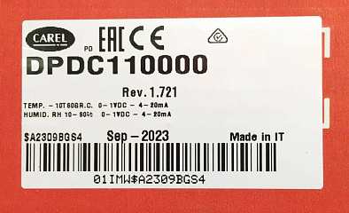 ДАТЧИК ТЕМПЕРАТУРЫ И ВЛАЖНОСТИ , КАНАЛЬНЫЙ, CAREL DUCT SENSOR -10T60 °C (OUT 0 TO 1 VDC - 4-20MA, DPDC110000