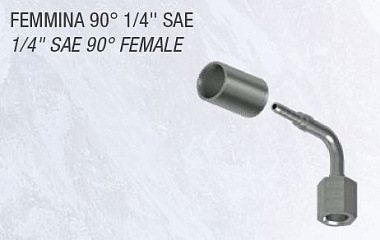 Фитинг угловой 90° для РВД DN4 с гайкой, с муфтой, без депрессора / FR5T2K050BA / RFS115 (при заказе кратно 50 шт.)
