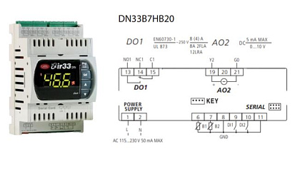 КОНТРОЛЛЕР УНИВЕРСАЛЬНЫЙ CAREL DN33 UNIV 2NTC/PTC/PT1000, 1D.O.+1A.O., BUZ, IR, RTC,115 TO 230 VAC