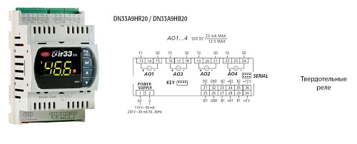 КОНТРОЛЛЕР УНИВЕРСАЛЬНЫЙ CAREL DN33 UNIV 2 UNIVERSAL INPUTS, 4SSR, BUZ, IR, 115 TO 230 Vac