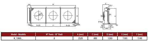 Конденсатор Thermokey (Италия) 167.3 кВт, 3х630 мм, R404a, ∆T=15 K, EN 327, KH1363BDH
