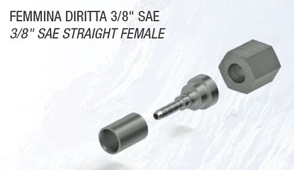 Фитинг прямой для РВД DN4 (SAE 3/8") с гайкой, с муфтой, без депресс (RF0133+RF0066+RF0009) (поштучно)