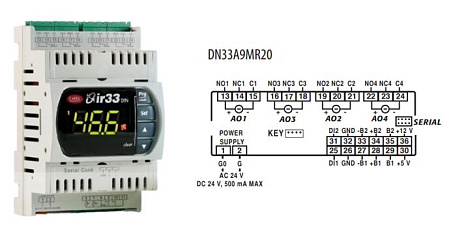 КОНТРОЛЛЕР УНИВЕРСАЛЬНЫЙ CAREL DN33 UNIV 2 UNIVERSAL INPUTS, 4SSR, BUZ, IR, 24 Vac/Vdc